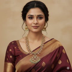 Abdesigns Gold Plated KempStone Necklace Set