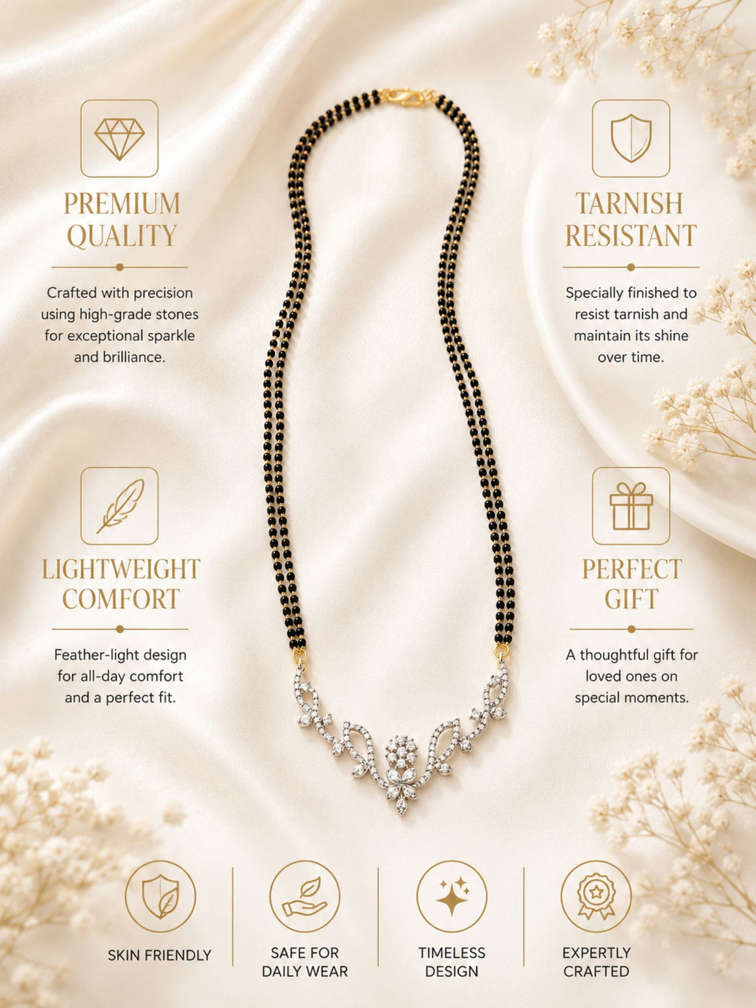Sparkling Gold Plated Long Mangalsutra