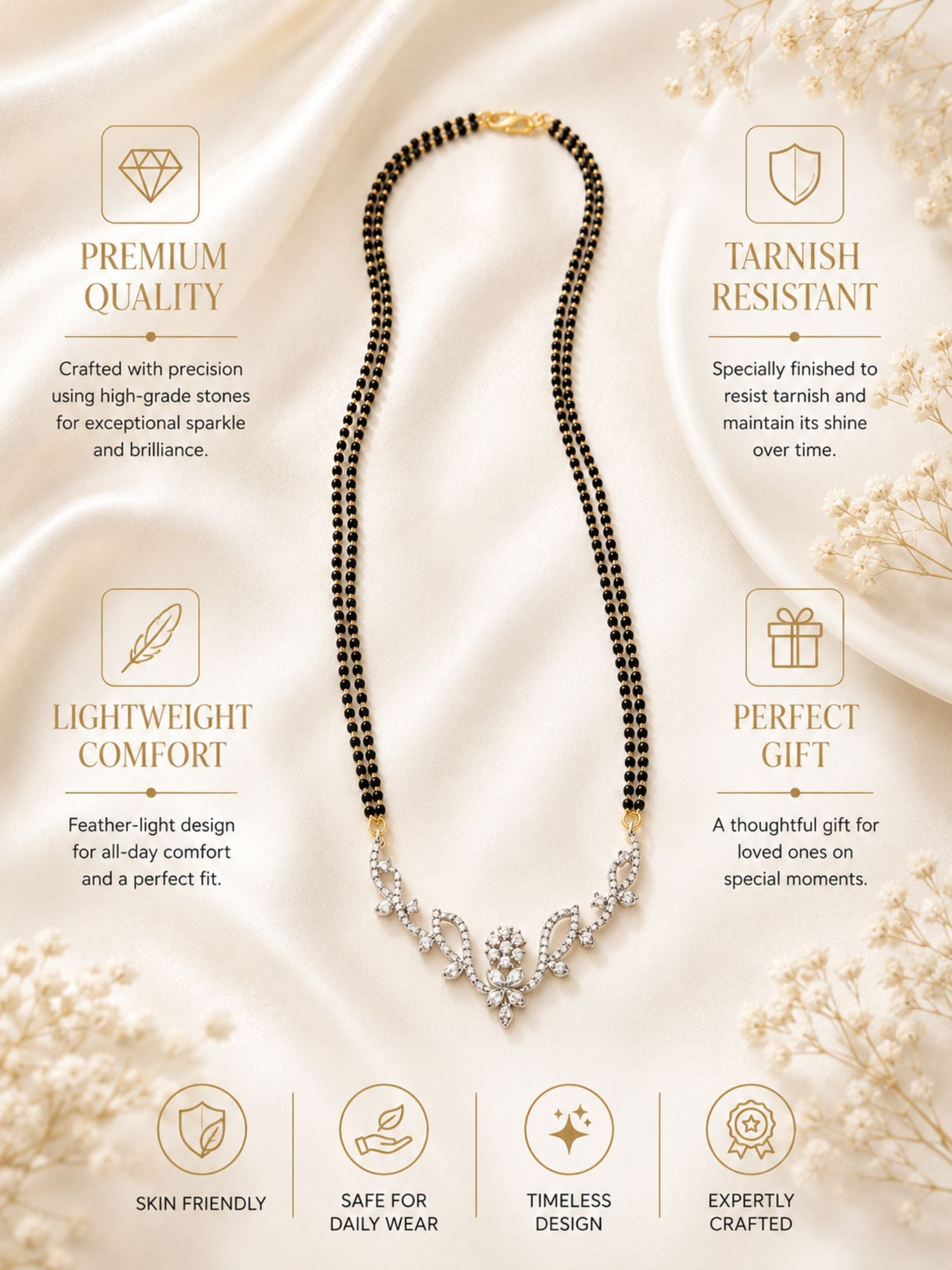 Sparkling Gold Plated Long Mangalsutra