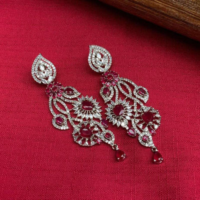 Abdesigns silver American diamond earrings Ruby