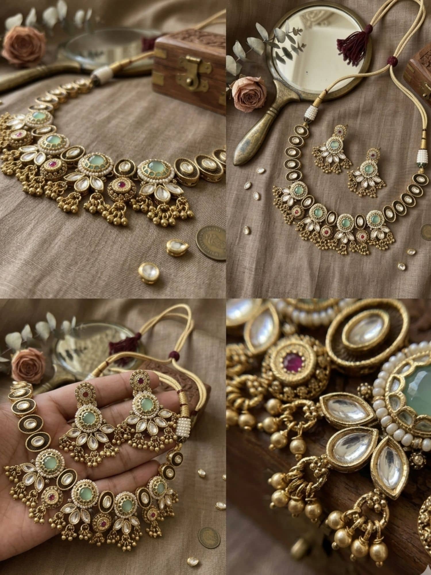 Elegant Abdesigns Jewellery necklace for gold with intricate designs and matching earrings set