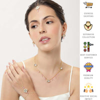 Thumbnail for Abdesignsjewellery Polki Hand Bracelet Combo with intricate gold and pink stone design