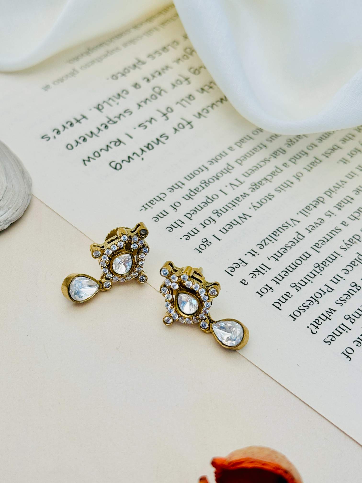 Polki Stone Gold Plated Hasli Necklace Set featuring intricate gold and clear stone design