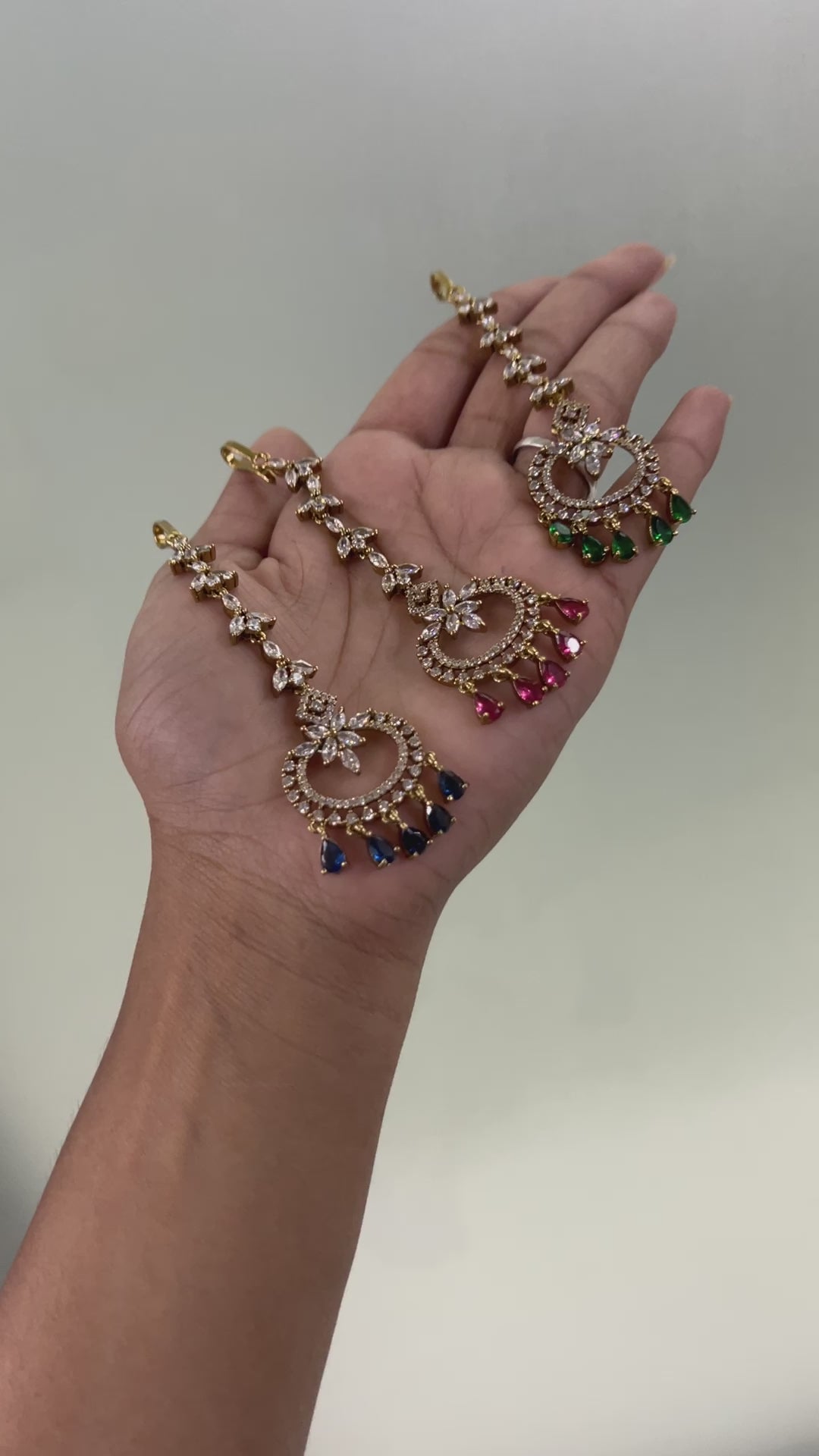 Victorian Oxidsed Gold Plated American Diamond Cz Maangtikka