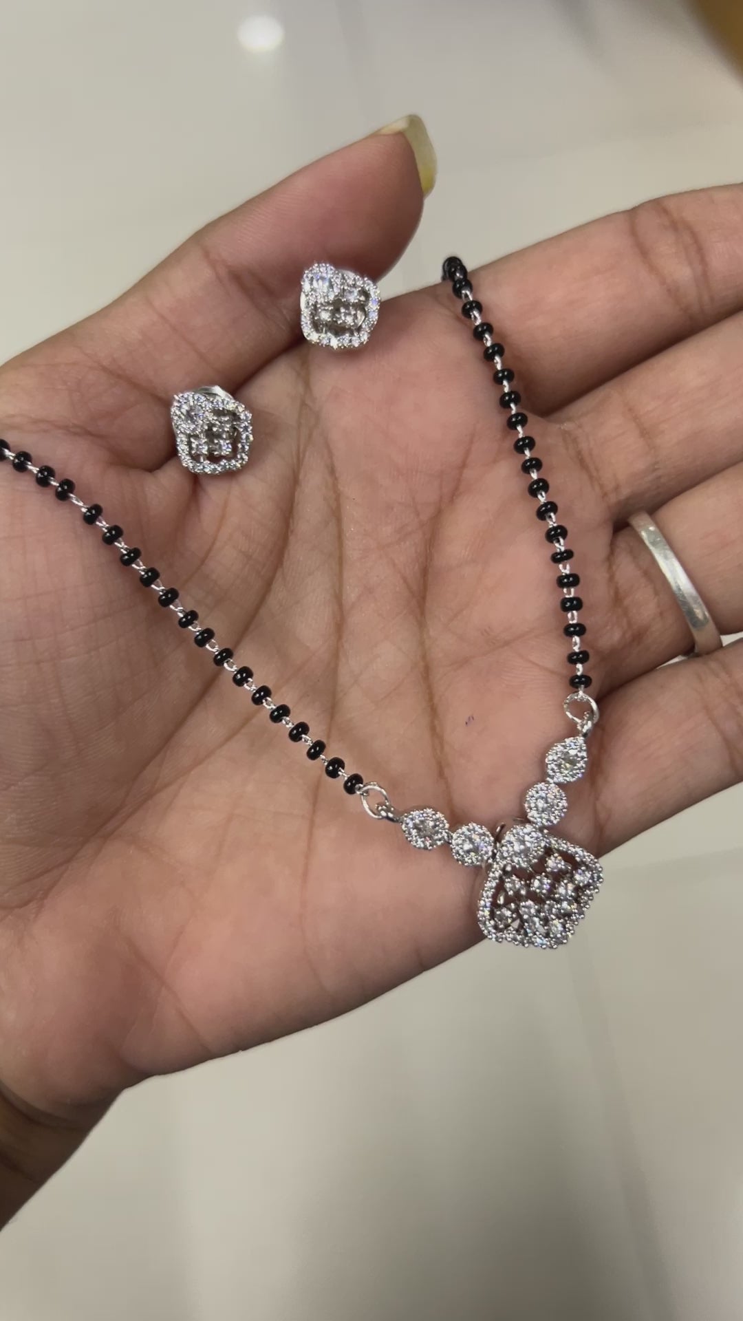 American Diamond Mangalsutra in Silver Plating | Abdesigns