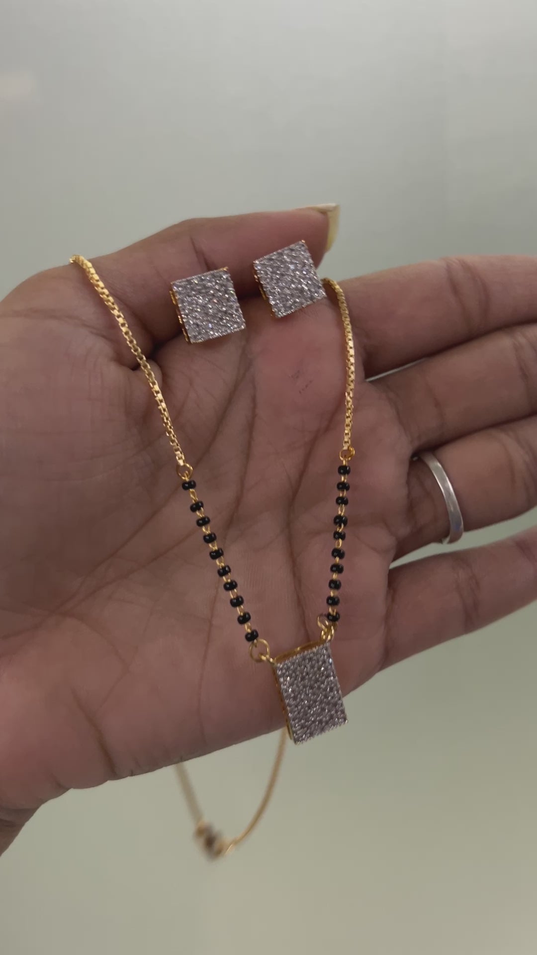 Square Mangalsutra Set in Gold Plating – Party Wear | Abdesigns