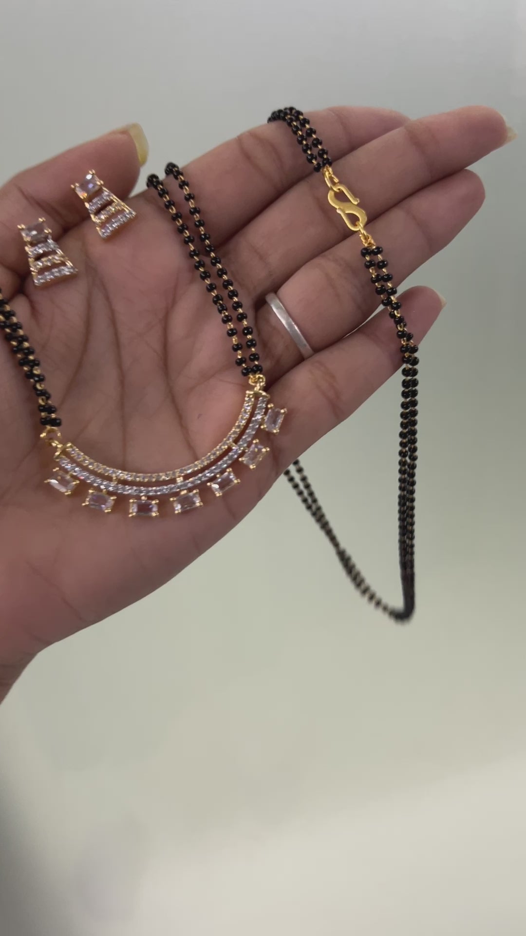 Baguette Mangalsutra Set in Gold Plating Modern | Abdesigns