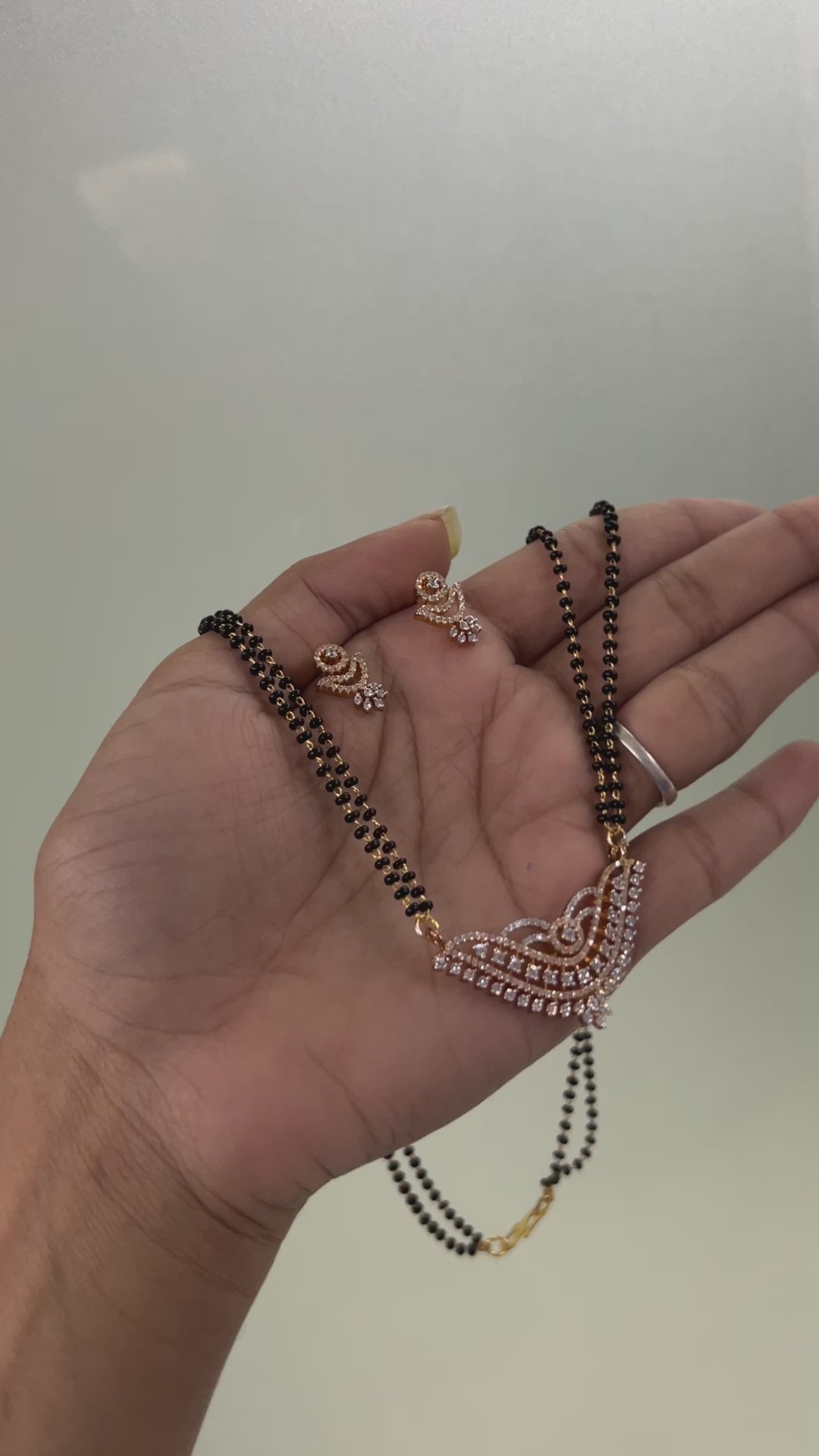 American Diamond Mangalsutra Set in Gold Plating – Modern | Abdesigns