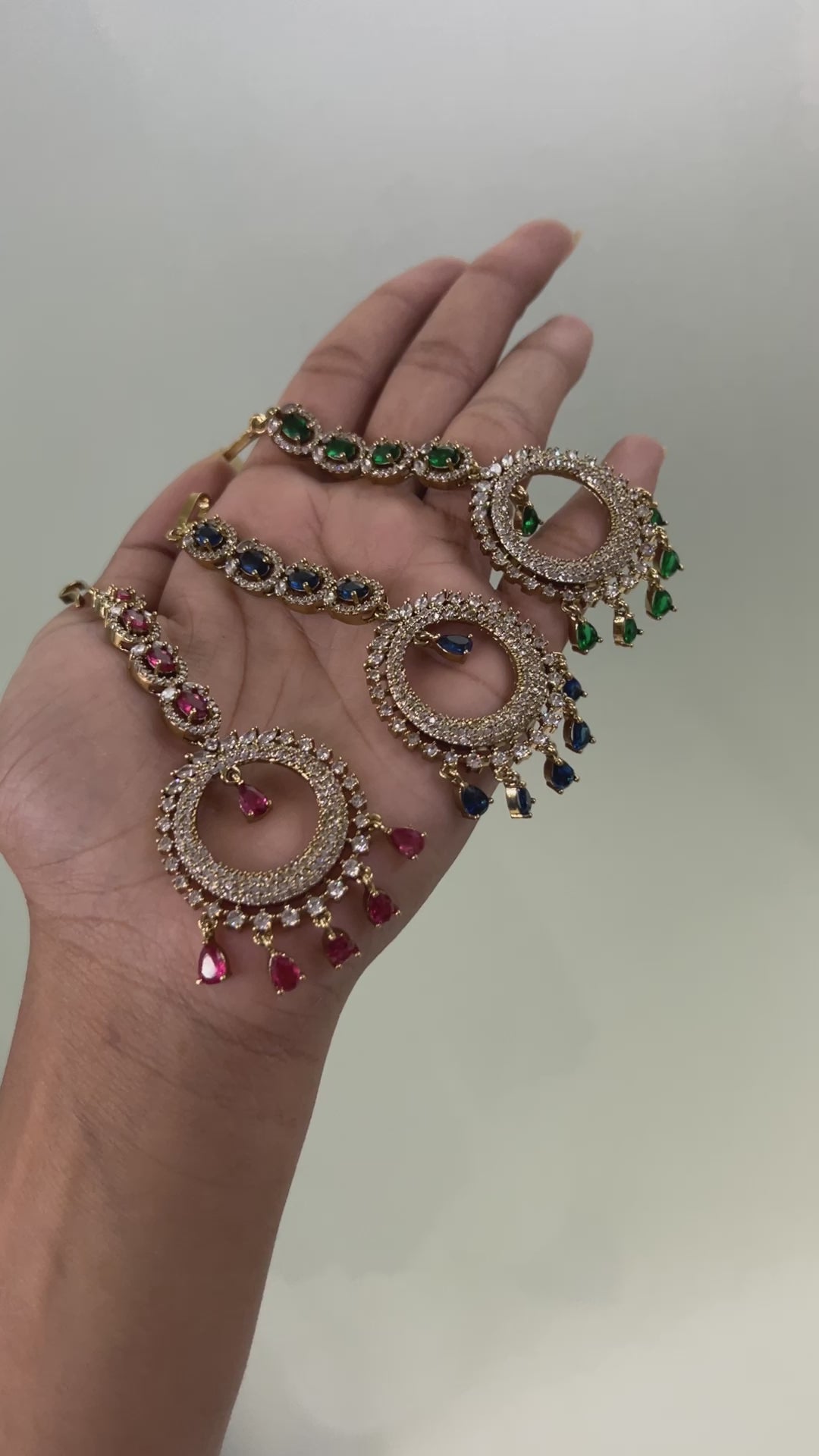Round Victorian Oxidised Gold Plated American Diamond Cz Maangtikka