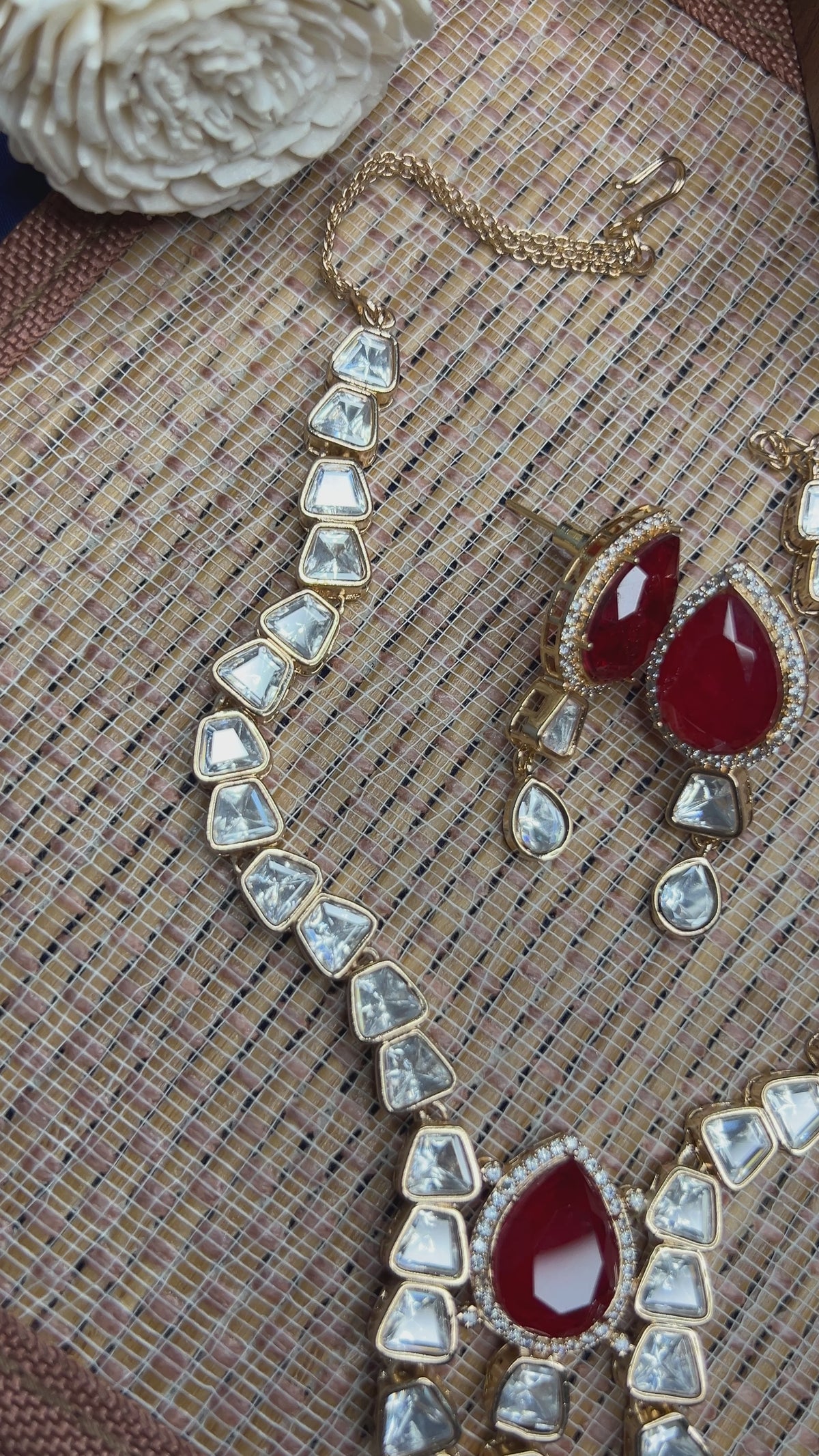 Ruby Kundan Necklace Set in Gold Plating – Bridal | Abdesigns
