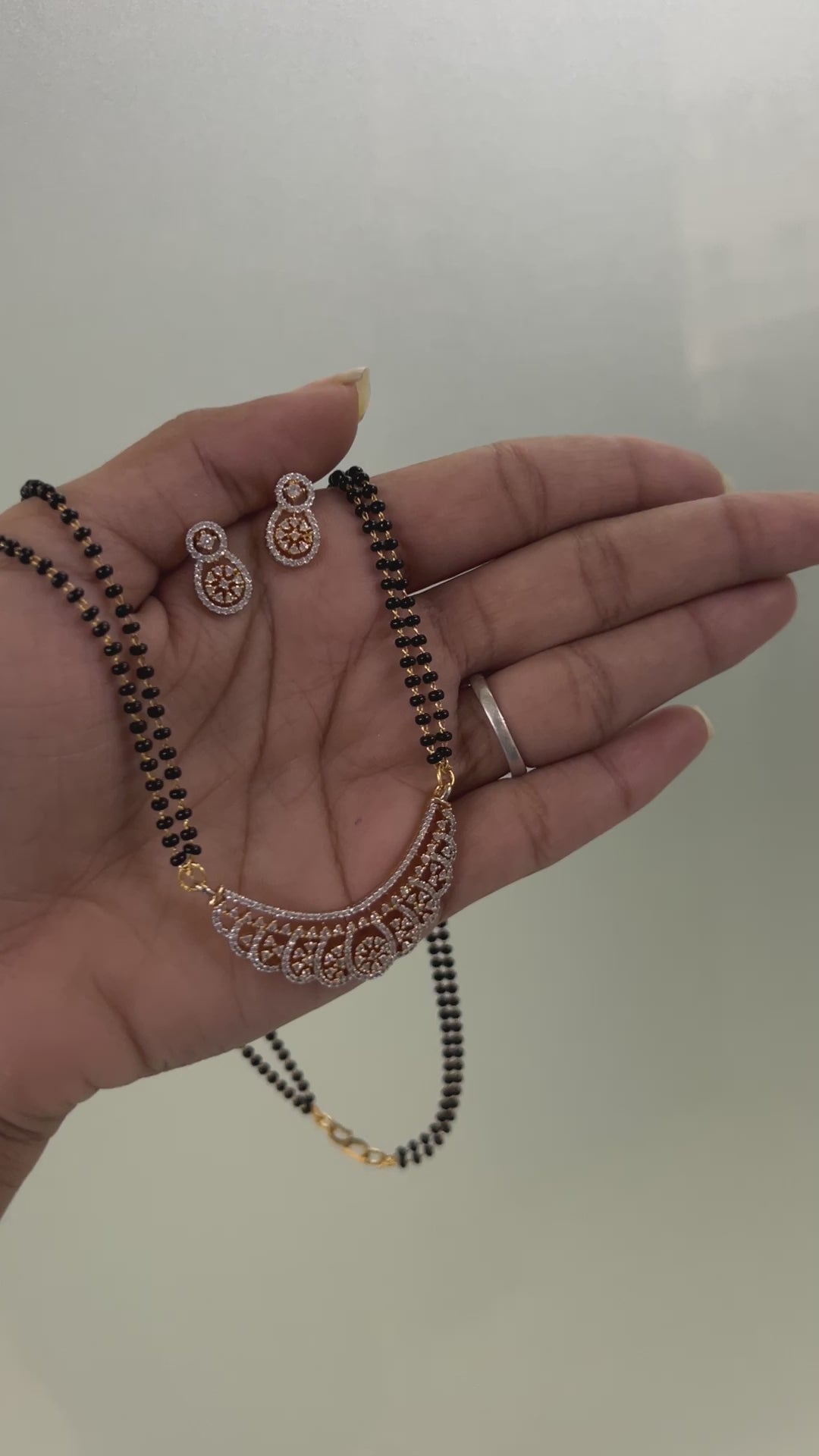American Diamond Mangalsutra Set in Gold Plating | Abdesigns