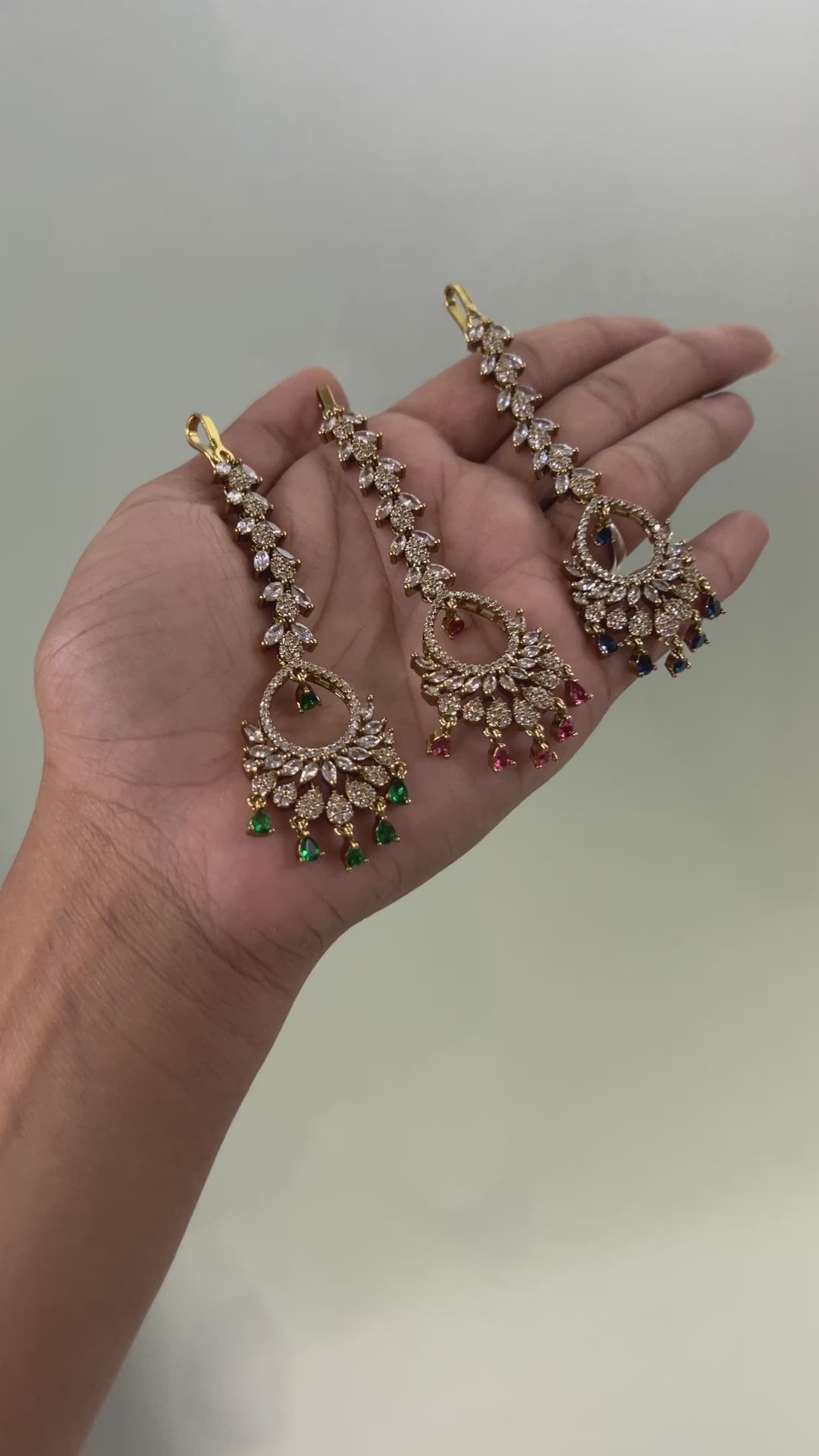 Floral Victorian Oxidised Gold Plated American Diamond Cz Maangtikka