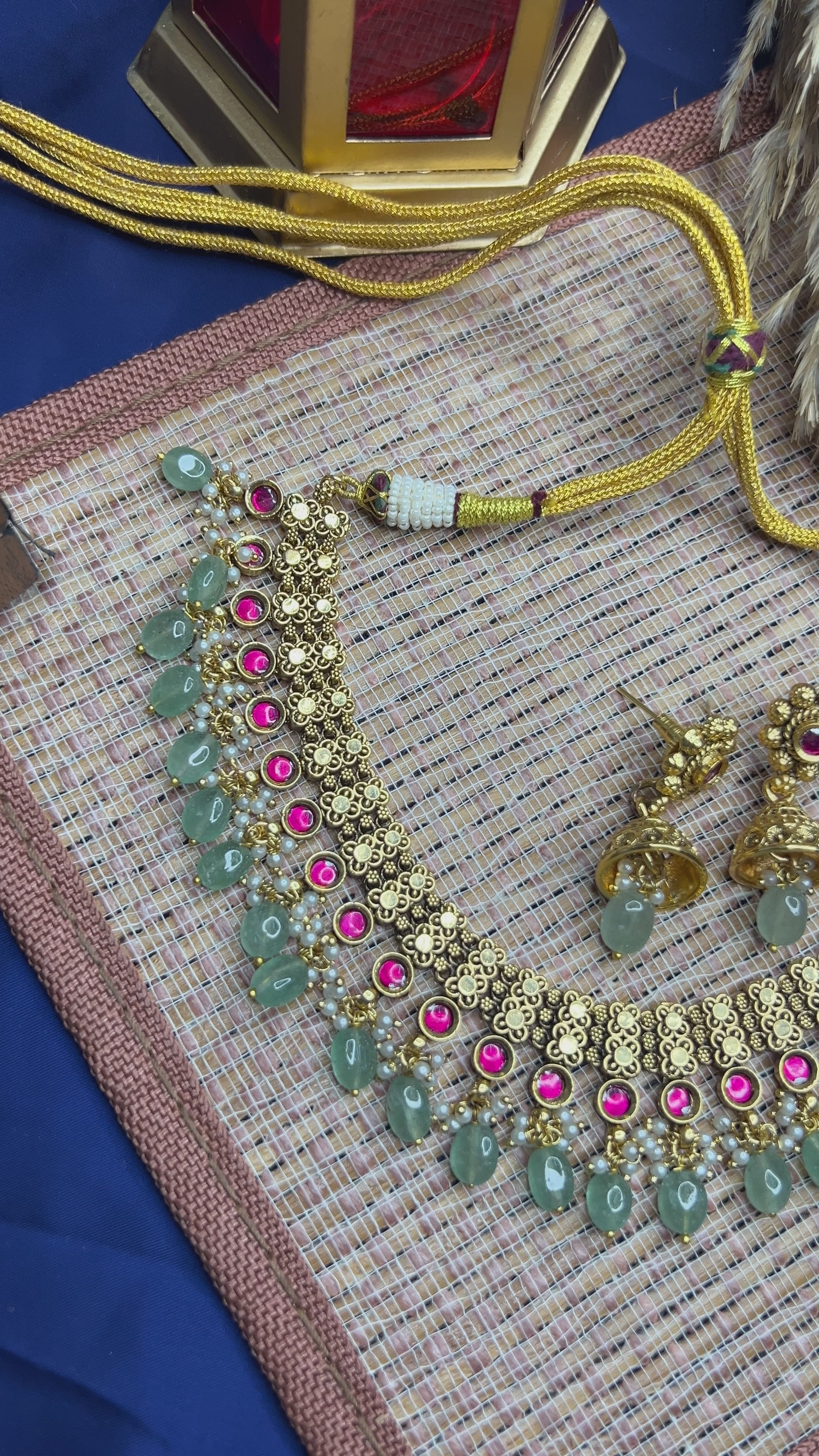 Temple Choker Necklace Set in Gold Plating – Bridal | Abdesigns