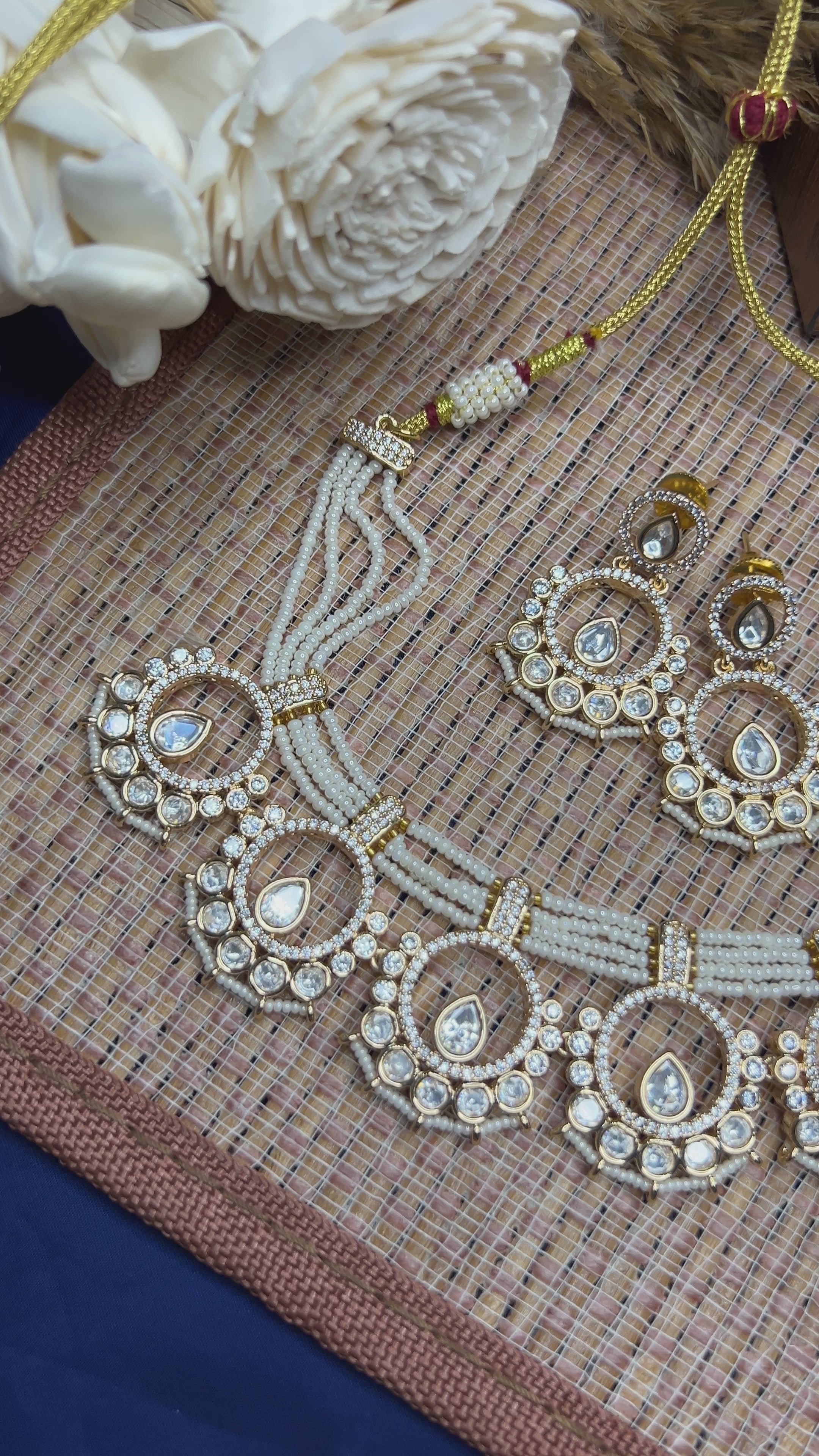Pearl Choker Necklace Set in Gold Plating – Bridal | Abdesigns