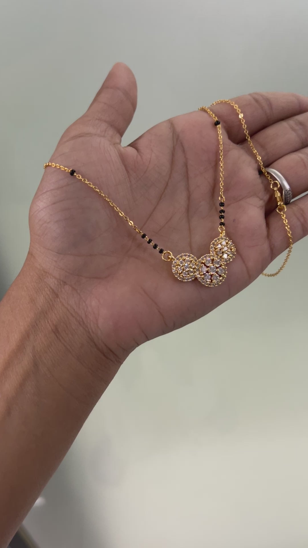 American Diamond Round Mangalsutra in Gold Plating – Daily Wear | Abdesigns