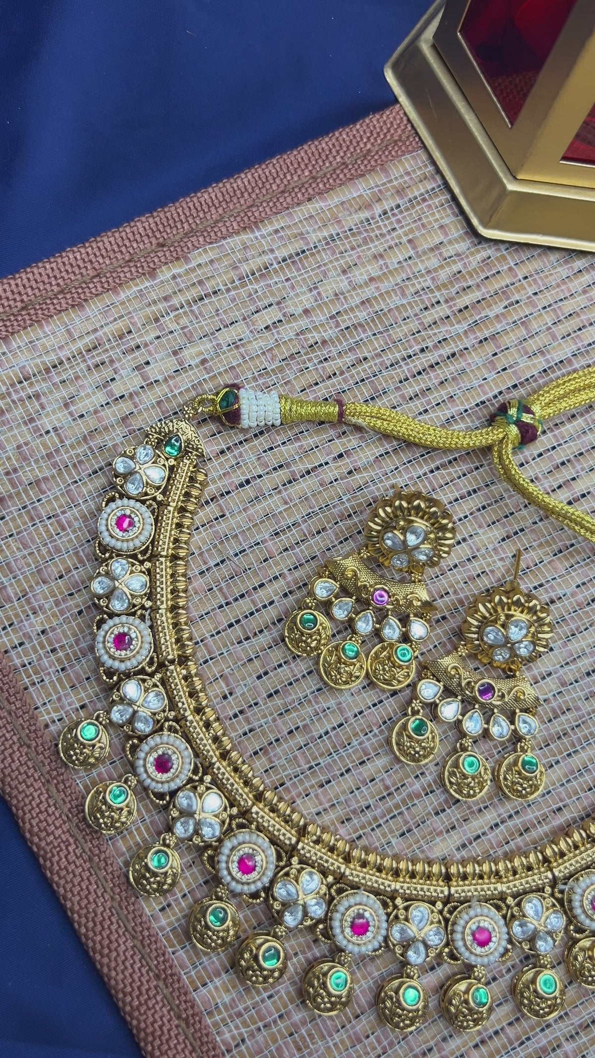 Floral Choker Necklace Set in Gold Plating – Bridal | Abdesigns