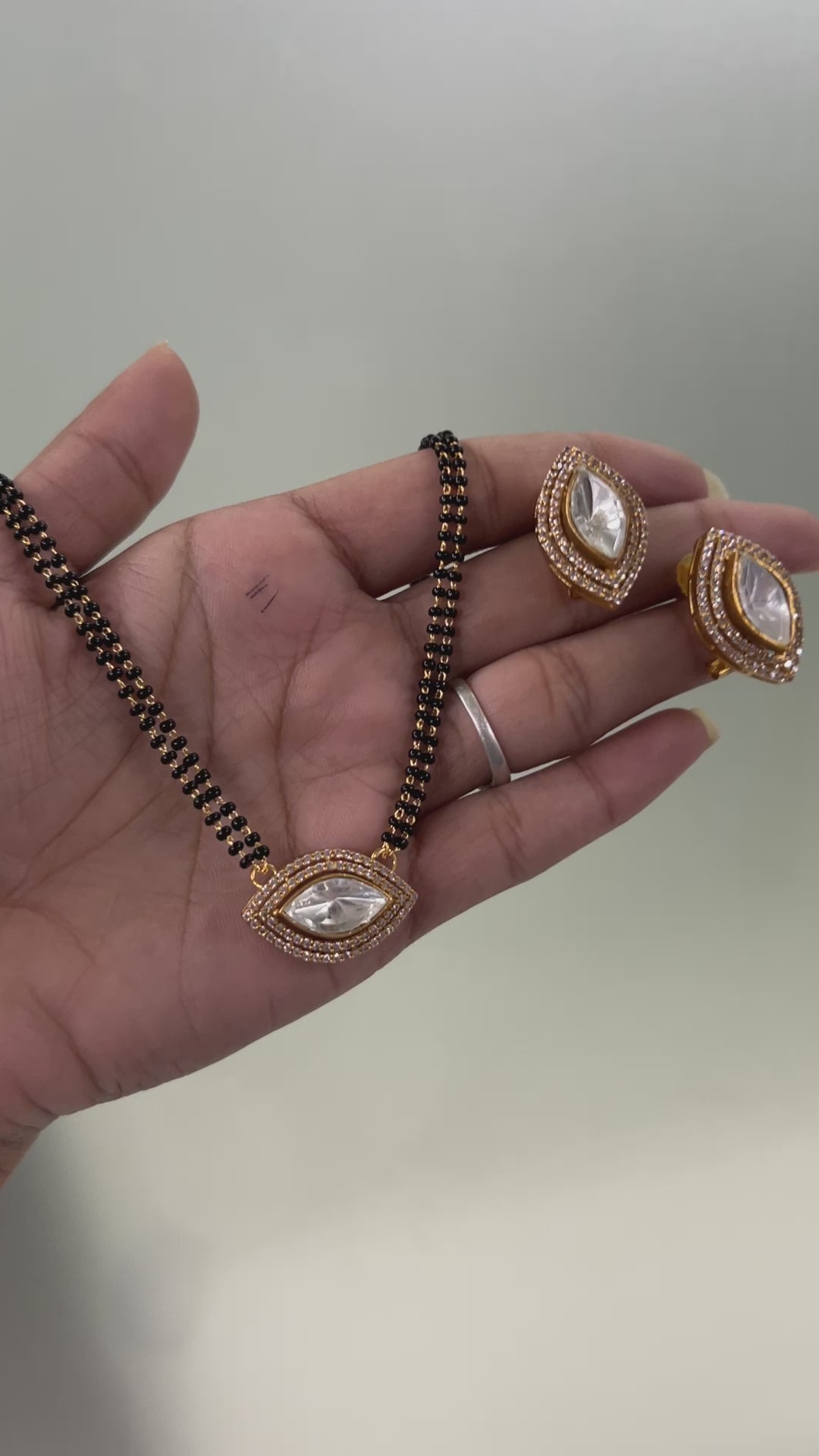 American Diamond Mangalsutra Set in Gold Plating – Elegant Bridal Wear | Abdesigns Jewellery