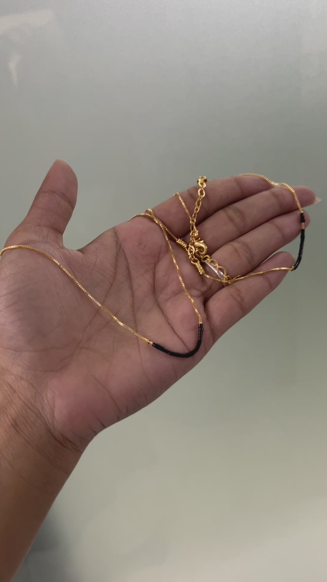 Gold Plated Minimal Black Beads Necklace Bracelet Set
