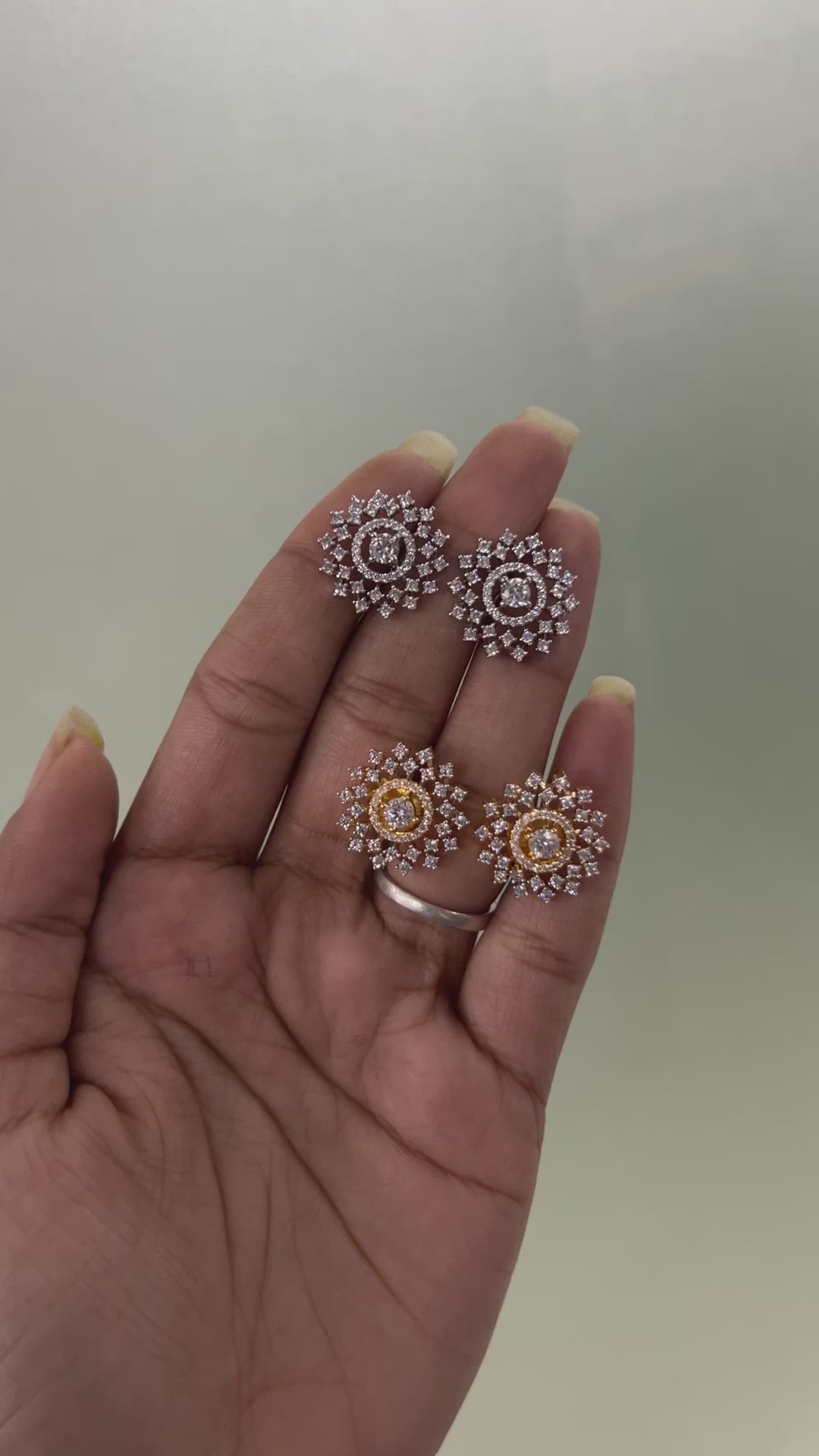 American Diamond Stud Earrings – Dual Finish | Abdesigns