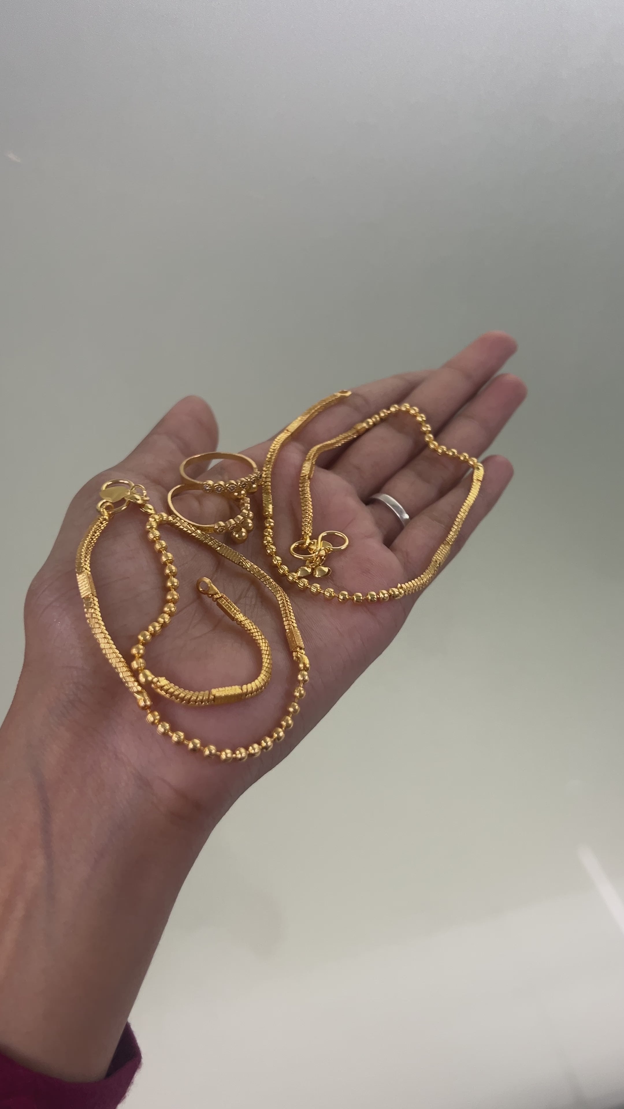 Glamorous Golden Anklet Toerings Combo