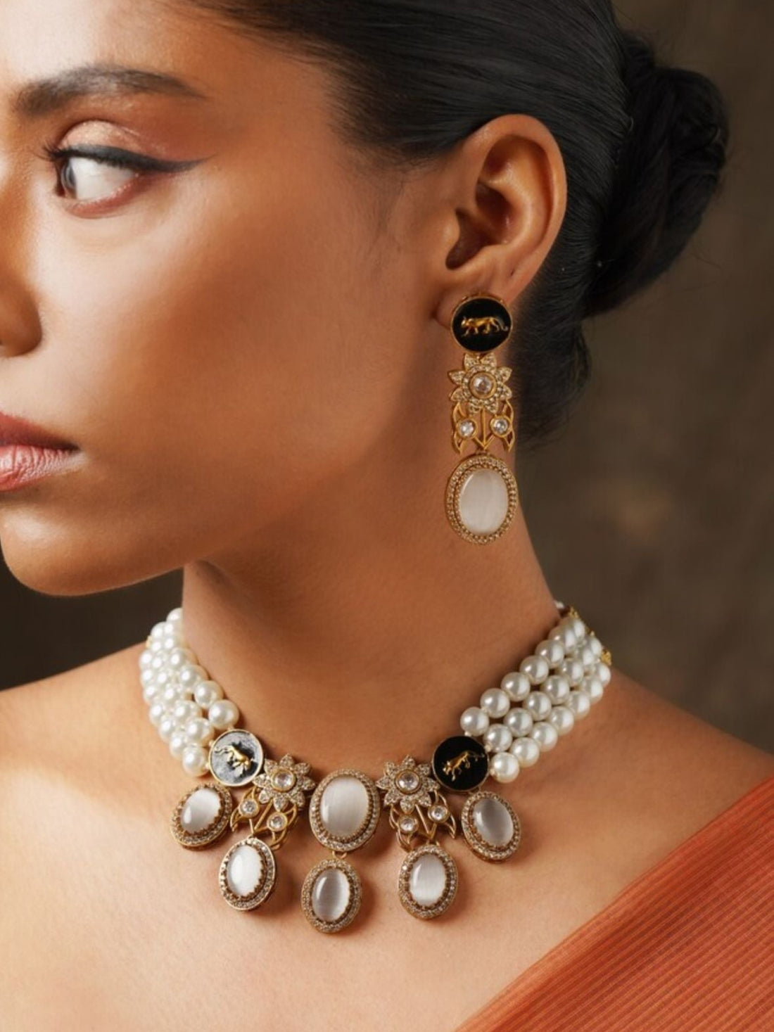 Sabyasachi Inspired Necklace Set Pearl by Abdesignsjewellery featuring layered pearl necklace and matching elegant earrings
