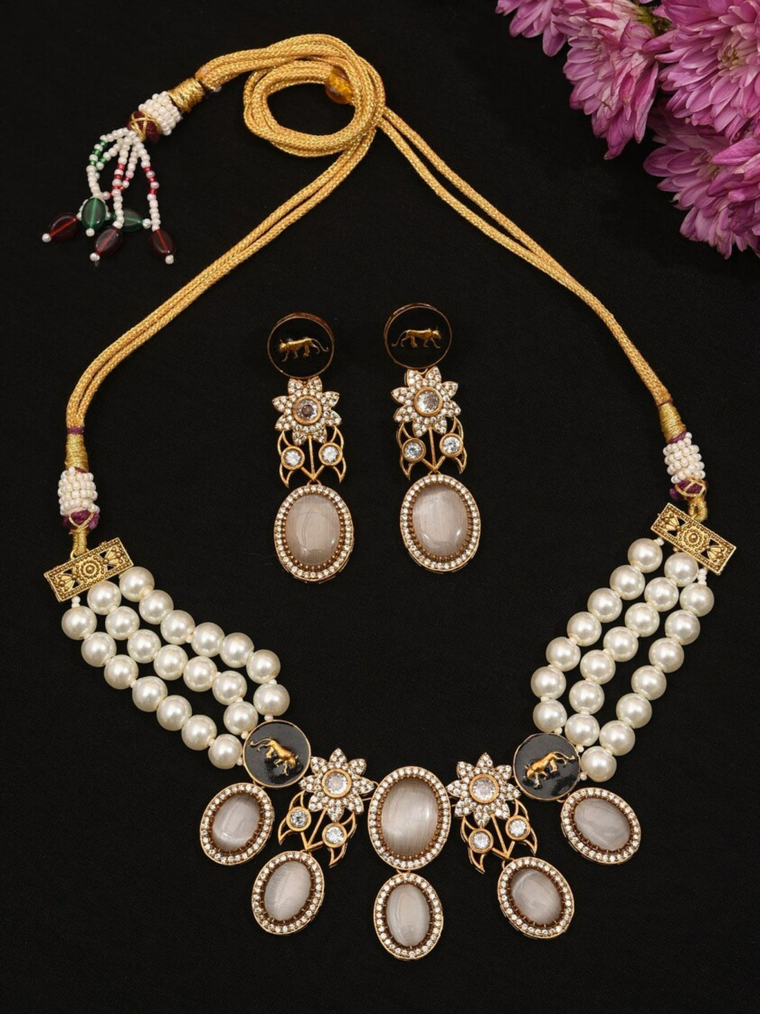 Sabyasachi Inspired Necklace Set Pearl by Abdesignsjewellery featuring layered pearl necklace and matching elegant earrings