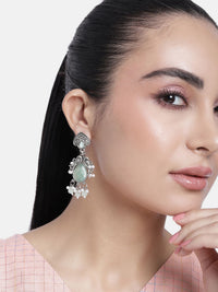 Thumbnail for Elegant Set Of 2 German Silver Earring Combo with intricate design and gemstone accents