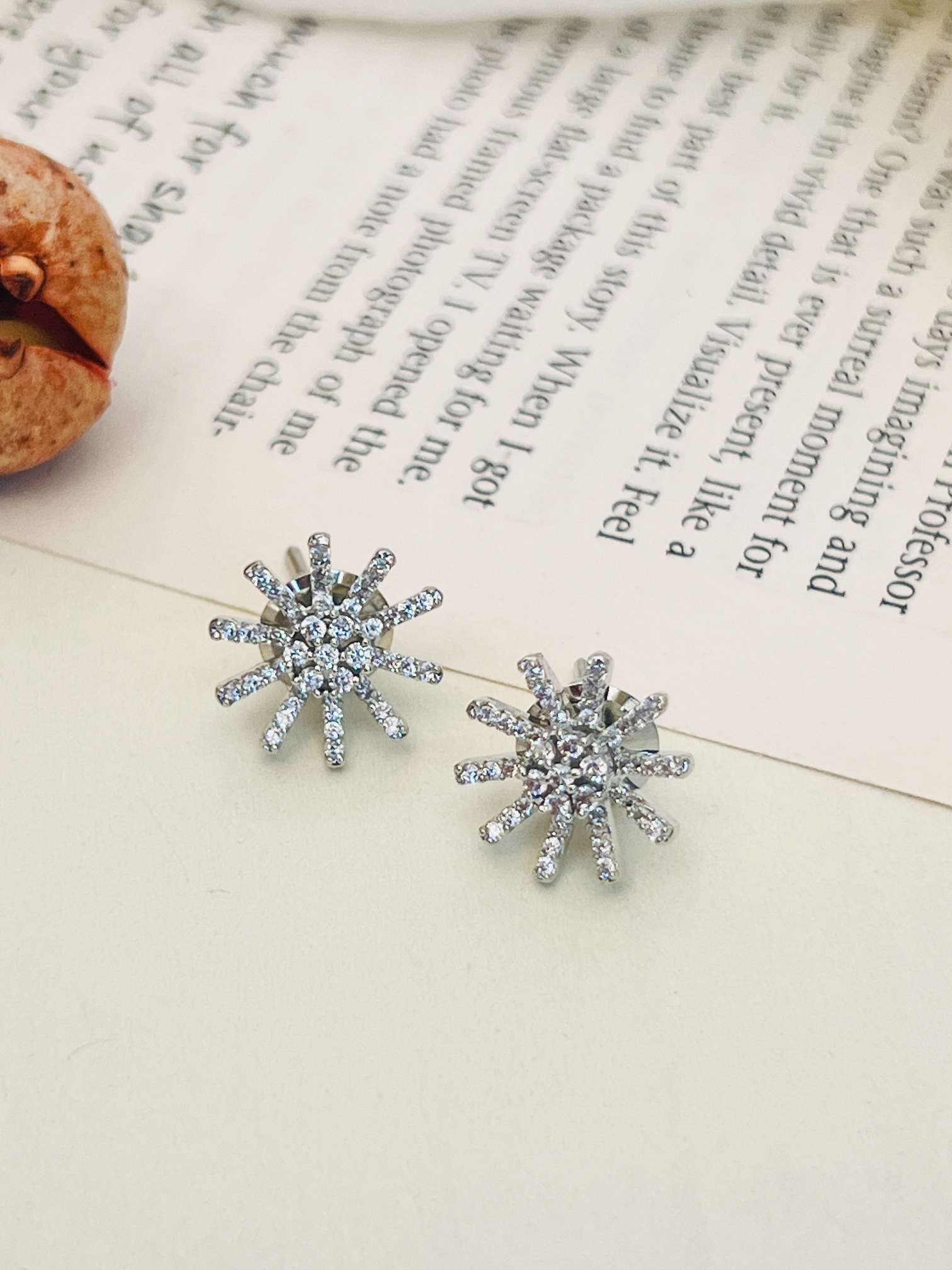 Silver Plated American Diamond Mangalsutra Set featuring sparkling starburst design earrings from Abdesignsjewellery