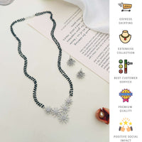 Thumbnail for Silver Plated American Diamond Mangalsutra Set with pendant and matching earrings by Abdesignsjewellery