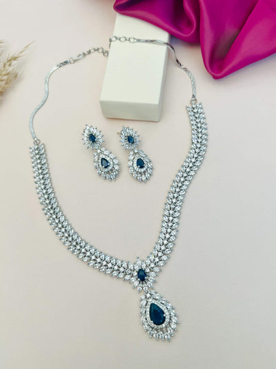 Elegant CZ Stone Necklace Set with Matching Earrings
