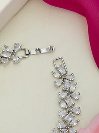Thumbnail for Silver Plated Cz Solitaire Hand Bracelet with sparkling cubic zirconia stones and sturdy clasp by Abdesignsjewellery