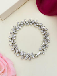 Thumbnail for Silver Plated Cz Solitaire Hand Bracelet with sparkling cubic zirconia stones by Abdesigns