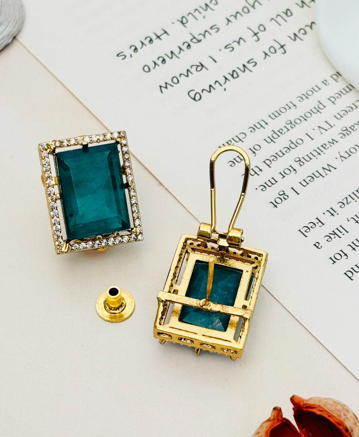 Sophisticated Gold Plated Polki Bridal Necklace with rectangular green gemstone and intricate gold detailing