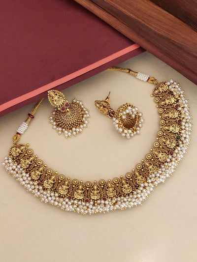 Abdesigns South Indian Pearldrop Antique Temple Necklace