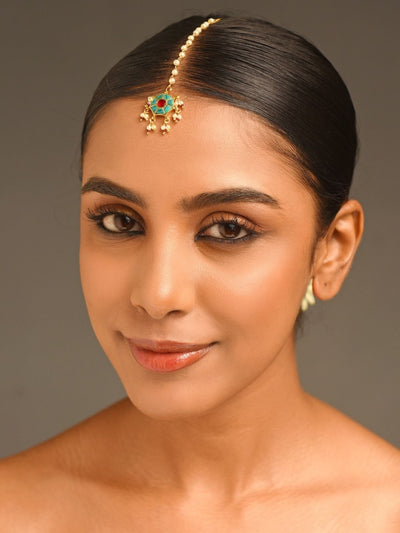 Abdesigns Traditional Gold Coral Maangtikka
