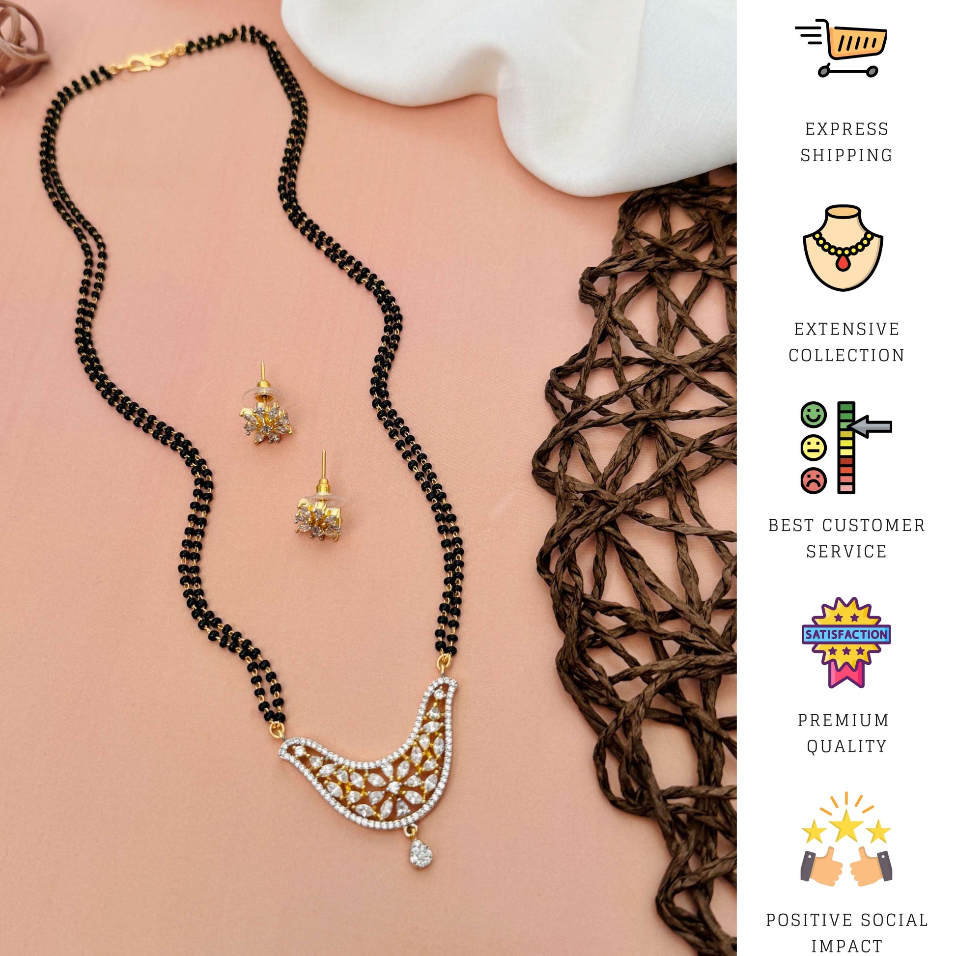 Unique American Diamond Mangalsutra Set by Abdesignsjewellery with intricate pendant and matching earrings
