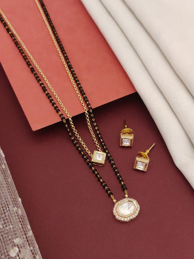 Abdesignsjewellery Gold Plated Dual Layer Polki Mangalsutra Set