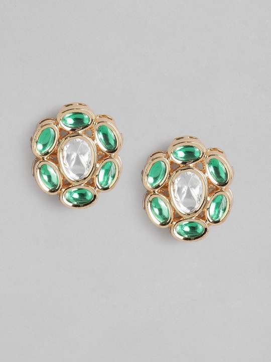 Abdesignsjewellery Gold Plated Navratna Pendant Chain Combo featuring green and clear gemstones