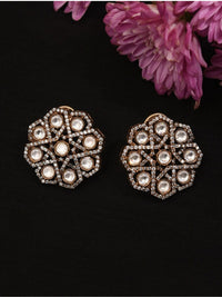 Thumbnail for Victorian Polki Earring set with intricate antique gold and white stone design by Abdesignsjewellery