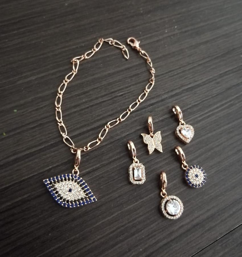 High Quality Rosegold 6 Charm Bracelet Combo