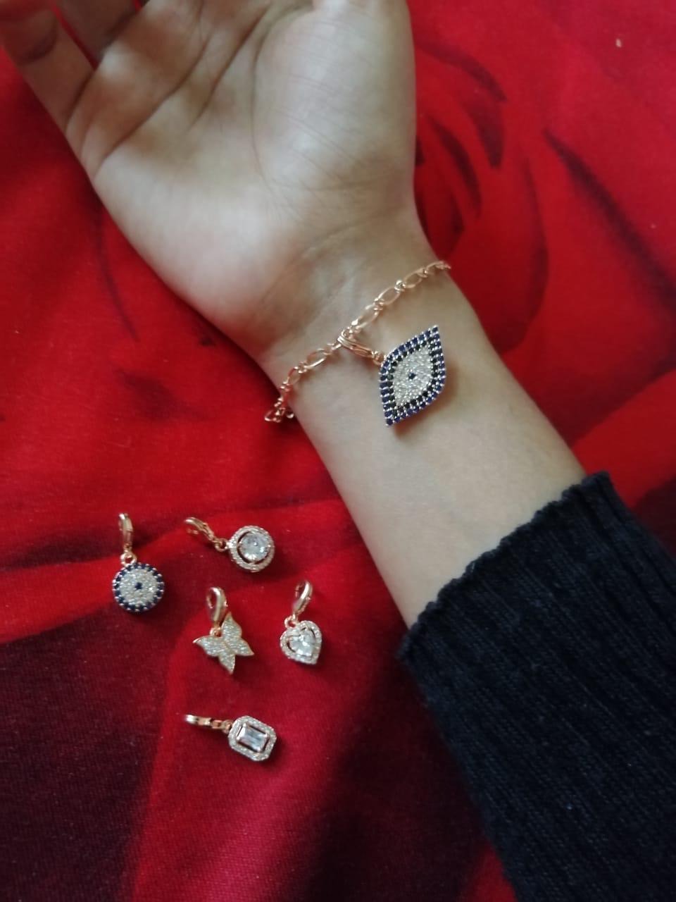 High Quality Rosegold 6 Charm Bracelet Combo