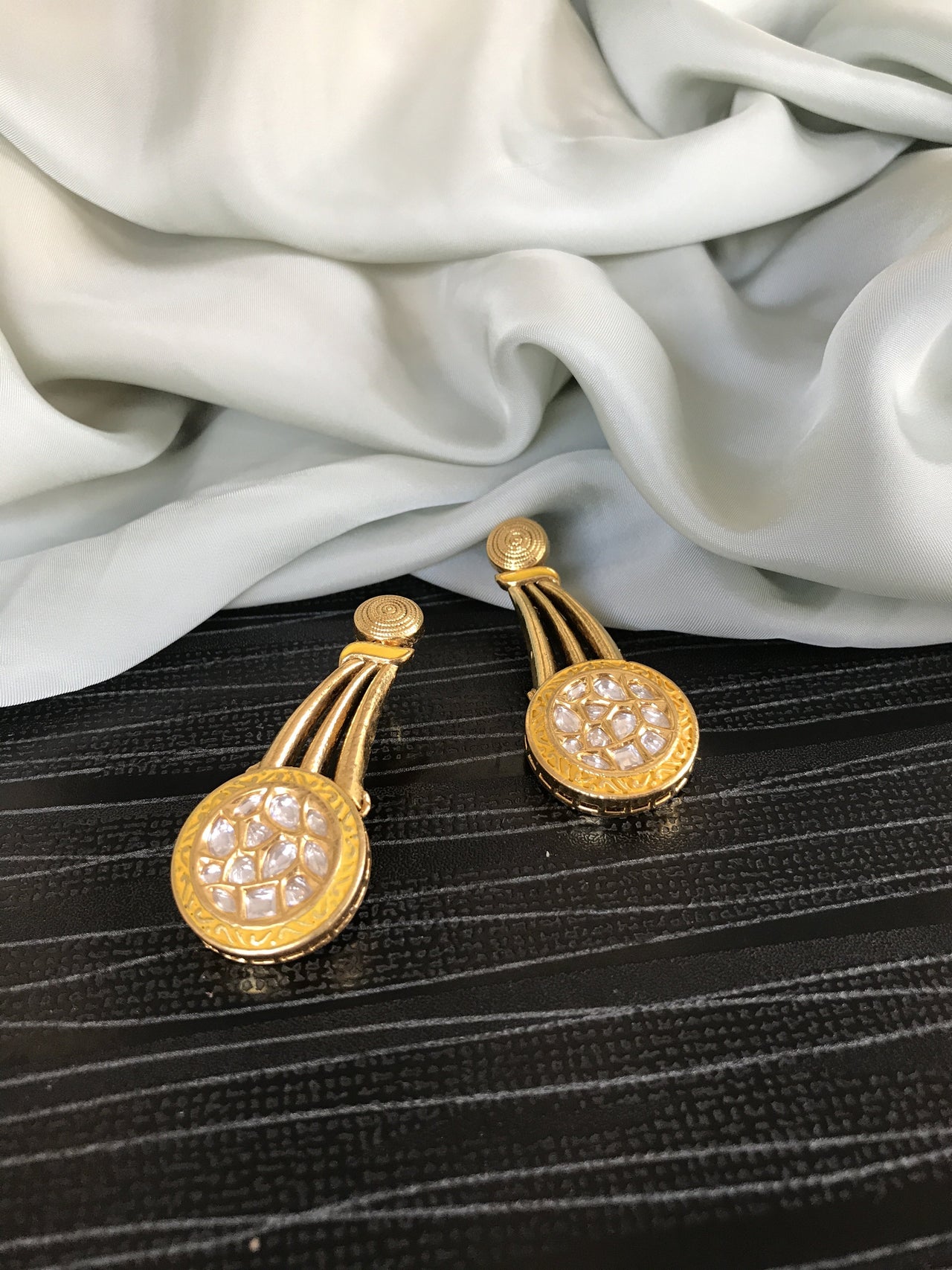 Gold Plated Meenakari Kundan Earrings