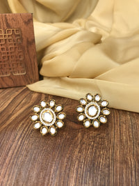 Thumbnail for Beautiful White Kundan Round Earring
