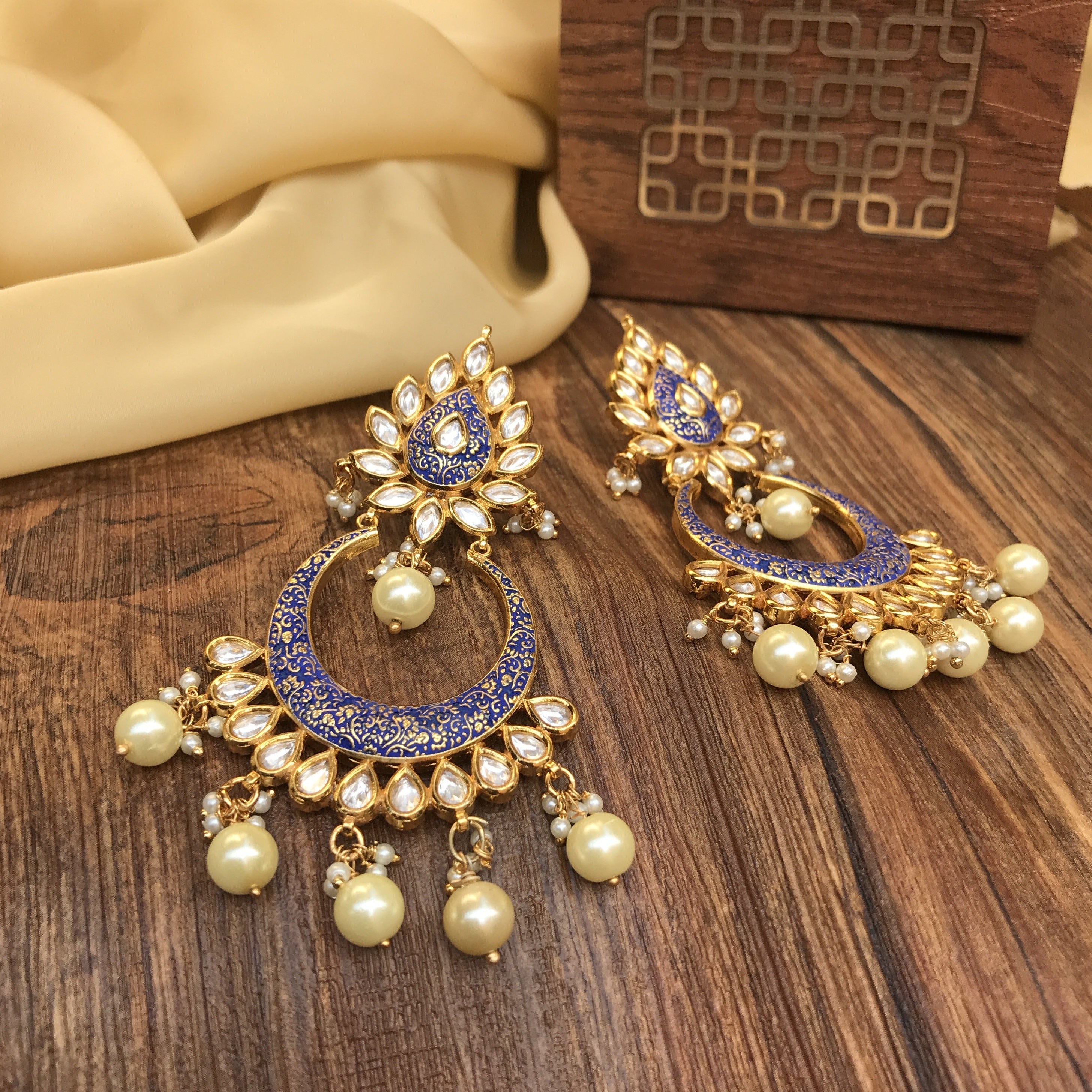 Blue Stone Kundan Earrings – Sheetal's FabFashion