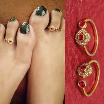 Gold Plated Square AD Stone Toe Rings - Abdesignsjewellery