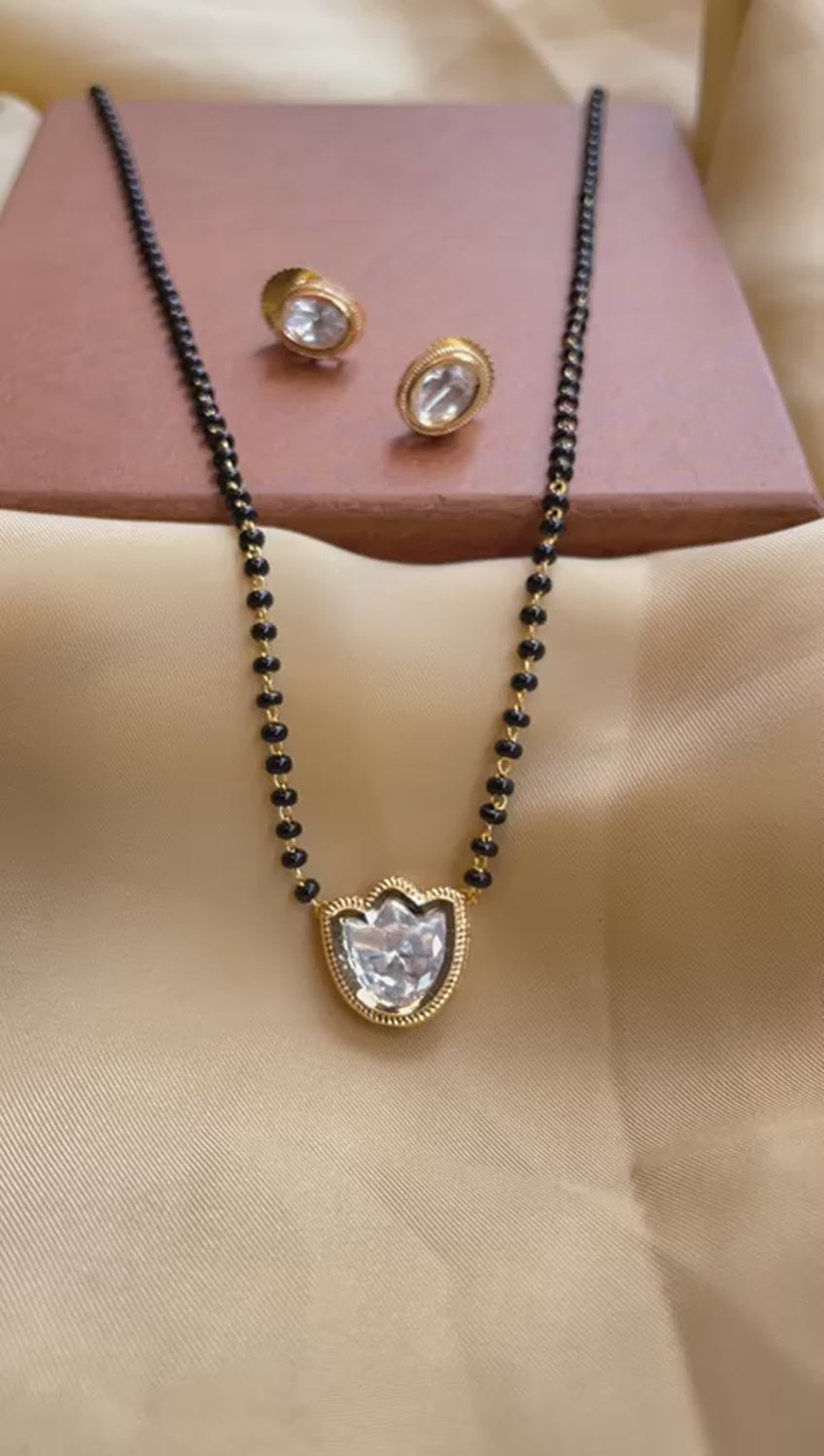 Floral Gold Plated Mangalsutra & Earrings