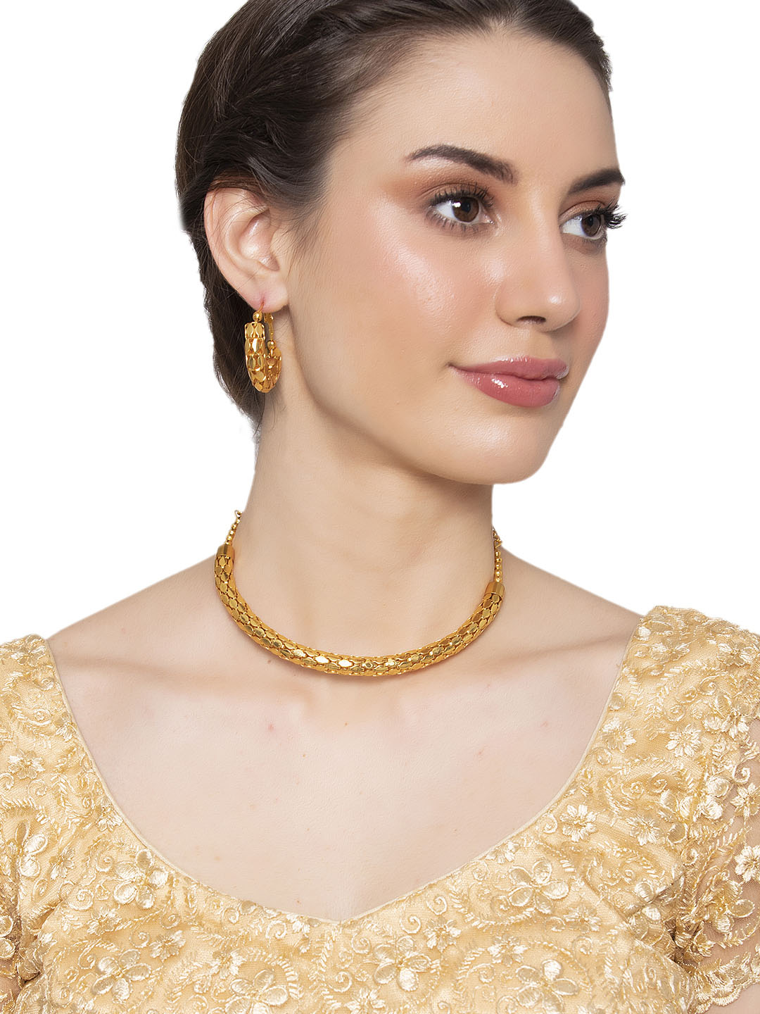 Gold Plated Light Weight Hasli Necklace - Abdesignsjewellery