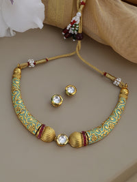 Thumbnail for Green Elegant Kundan & Stone Necklace - Abdesignsjewellery