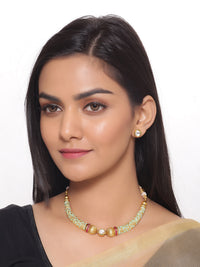 Thumbnail for Green Elegant Kundan & Stone Necklace - Abdesignsjewellery