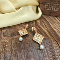 Thumbnail for Rose Gold Pearl Drop Kundan Earrings